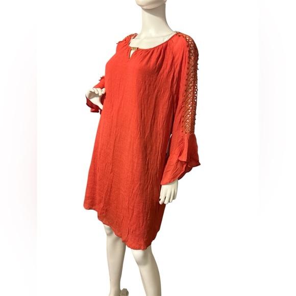 Indigo Rose Lacey Sleeve
Boho Dress 3X 
Green Lined Knee Length
NWTS - Picture 3 of 7